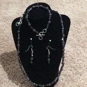 ⭐️ Handmade Magnetic Hematite Necklace, Bracelet, & Earrings - Size 24”